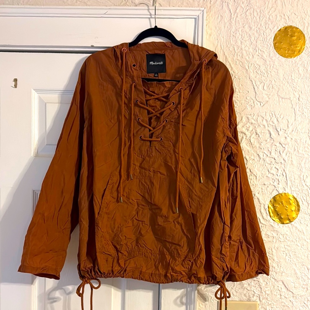 Madewell Lace-Up Rain Jacket in Warm Nutmeg